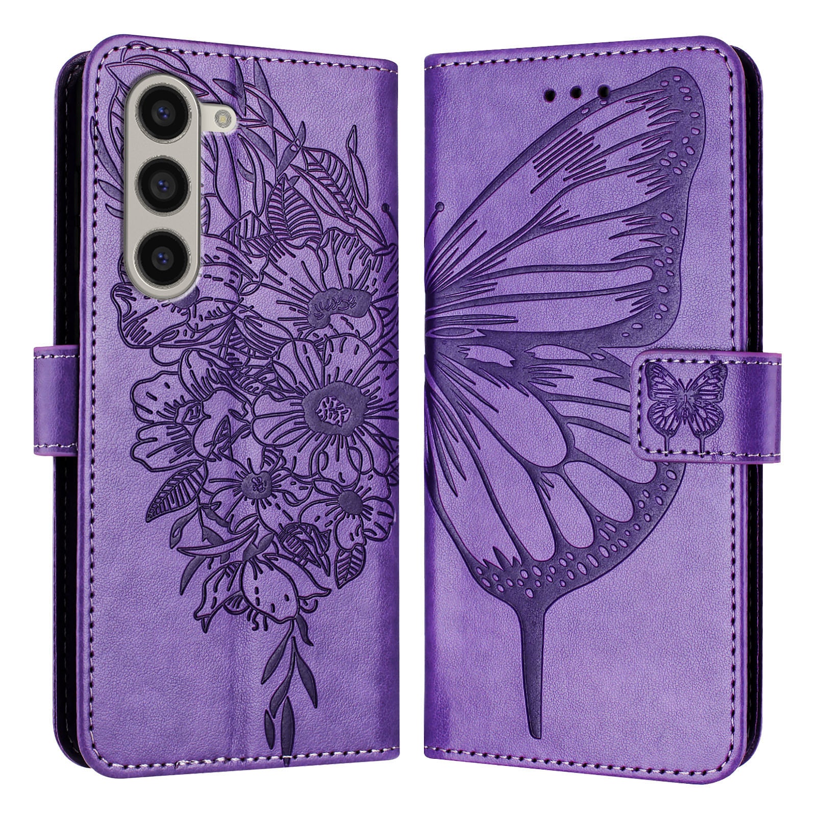 YB Imprinting Series-4 For Samsung Galaxy Z Fold6 5G Case Wallet Leather Phone Cover with Hand Strap - Light Purple YB Imprinting Series-4 For Samsung Galaxy Z Fold6 5G Case Wallet Leather Phone Cover with Hand Strap - Light Purple